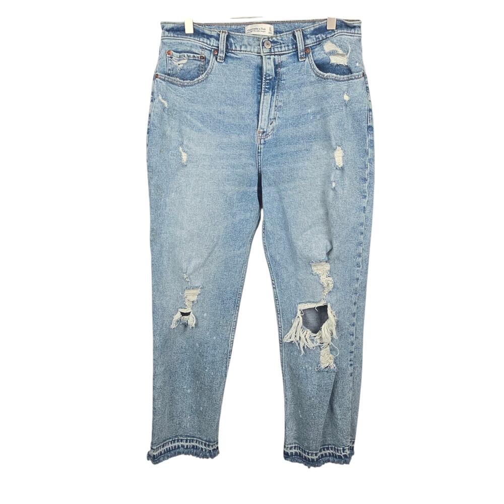 Abercrombie & Fitch Ultra High Rise Ankle Straight Distressed Jeans Size 32/14